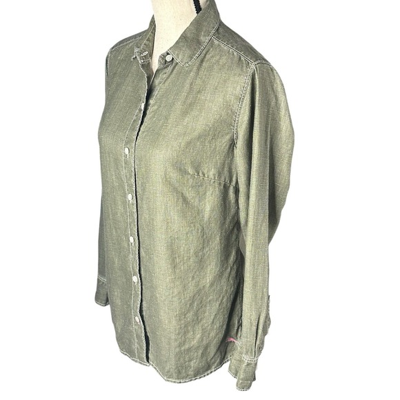 Tommy Bahama Shirt Womens XS Linen Coastalina Long Sleeve Button Up Green - Picture 3 of 16